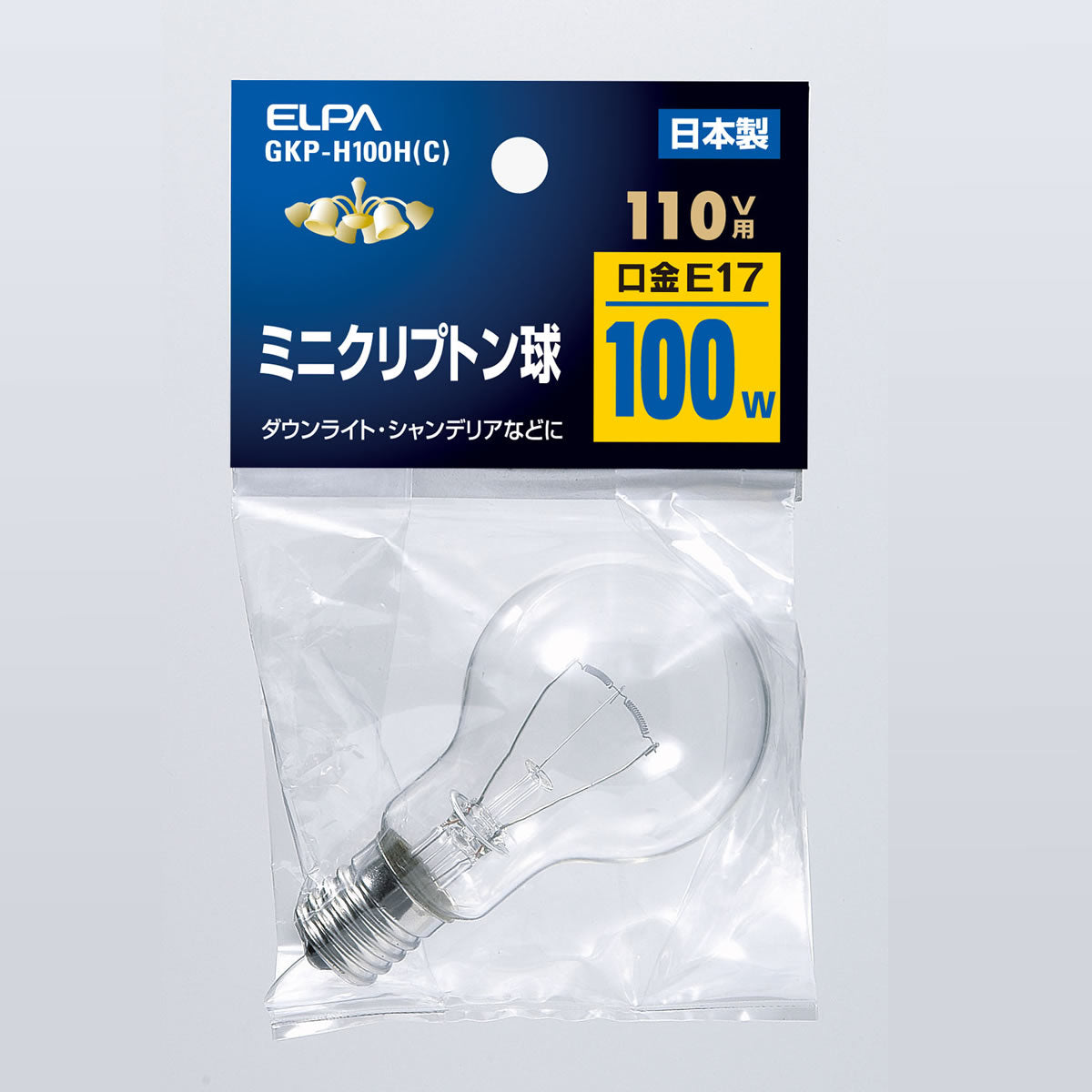 ミニクリプトン球 E17 クリア GKP-H100H(C)_ELPA(エルパ・朝日電器)